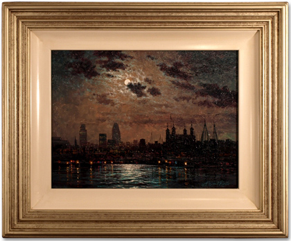 Andrew Grant Kurtis, Original oil painting on panel, London by Moonlight, click to enlarge