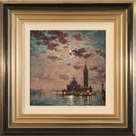 Andrew Grant Kurtis, Original oil painting on panel, Nocturne Reflections Venice, click to enlarge