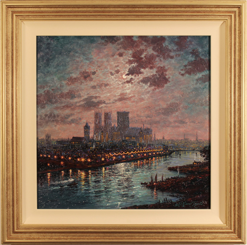 Andrew Grant Kurtis, Original oil painting on panel, York Minster By Moonlight, click to enlarge