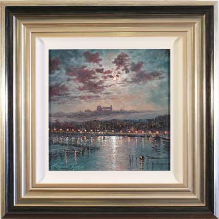 Andrew Grant Kurtis, Original oil painting on panel, Moonlight Sparkle Over Whitby, click to enlarge