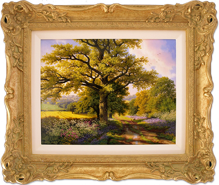 Daniel Van Der Putten, Original oil painting on panel, Country lane to Preston Capes in May, Northants