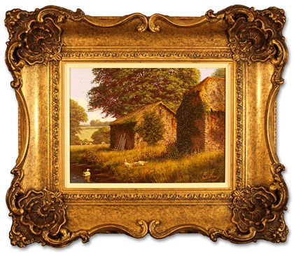 Edward Hersey, Original oil painting on canvas, Cotswolds Farm , click to enlarge