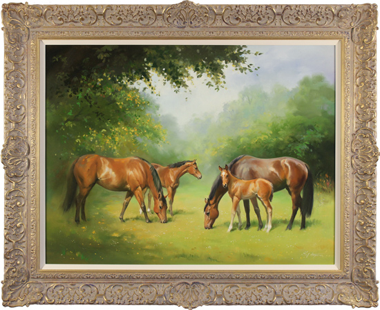 Jacqueline Stanhope, Original oil painting on canvas, Mares and Foals, click to enlarge