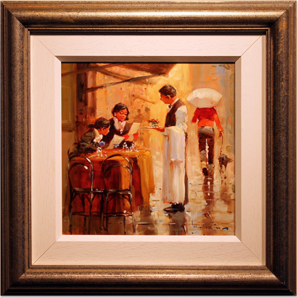 John Haskins, Original oil painting on panel, Lunch for Two, click to enlarge