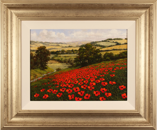 Steve Thoms, Original oil painting on panel, Poppy Fields, North Yorkshire, click to enlarge