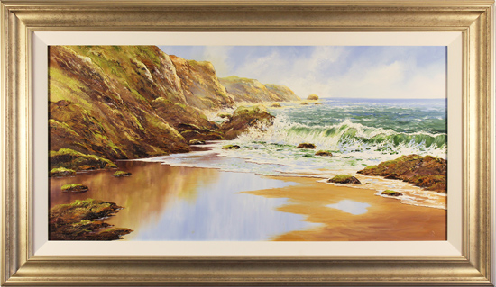 Terry Evans, Original oil painting on canvas, Crashing Waves, Yorkshire Coast, click to enlarge