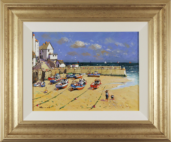 Alan Smith, Original oil painting on panel, Blue Skies, Yorkshire Coast, click to enlarge