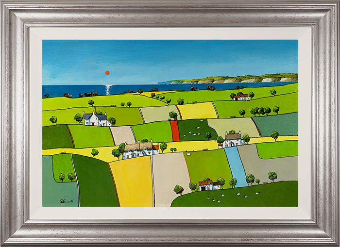 Alan Smith, Original oil painting on panel, Bright Skies and Golden Fields