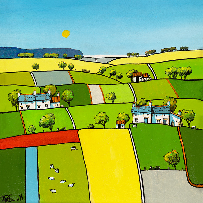 Alan Smith, Original oil painting on panel, Summer Patchwork