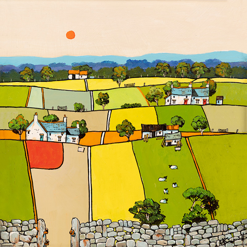 Alan Smith, Original oil painting on panel, To Fields Beyond