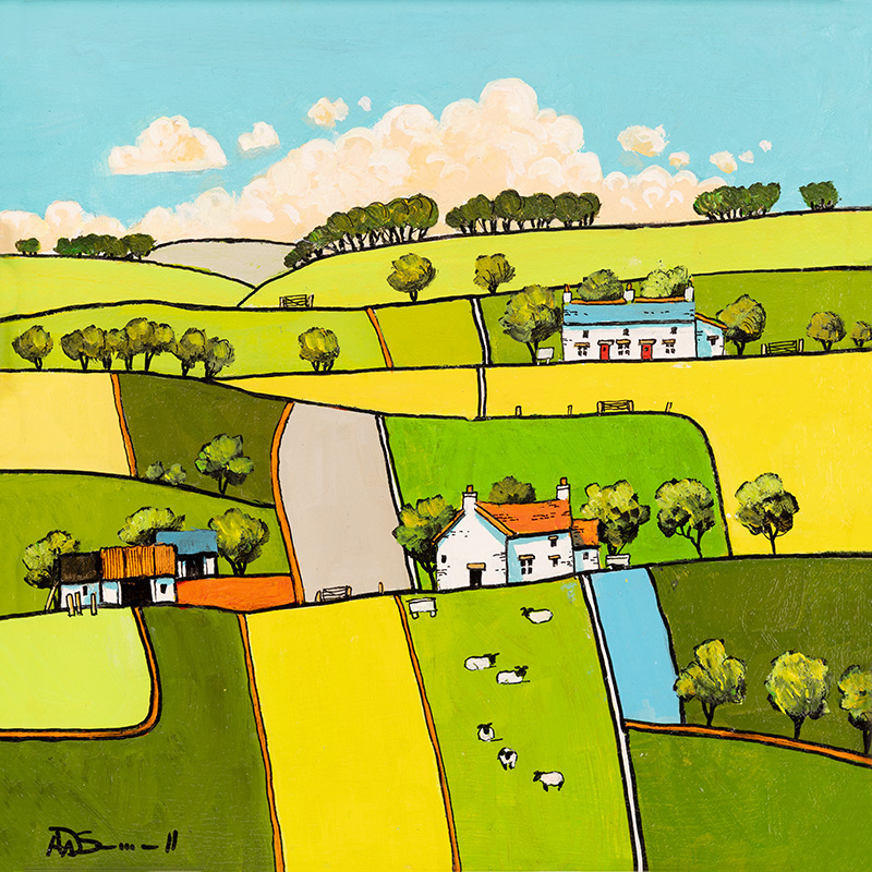 Alan Smith, Original oil painting on panel, A Patchwork Idyll