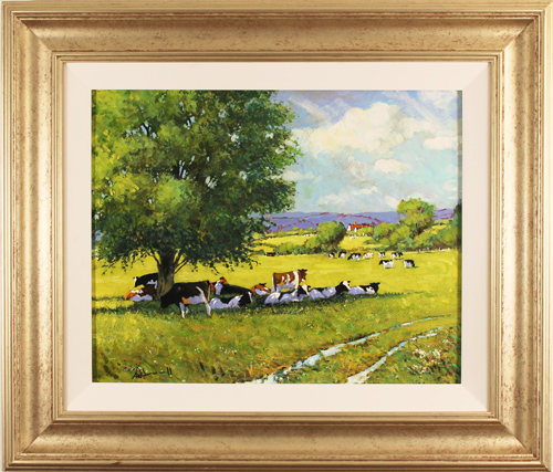 Alan Smith, Original oil painting on panel, Cattle Resting, click to enlarge