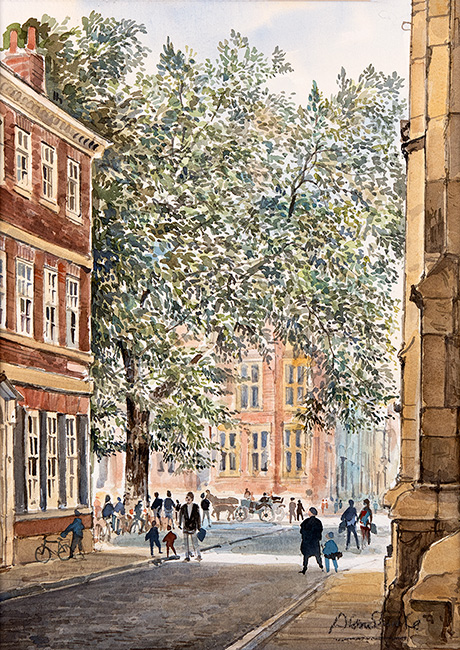 Alan Stuttle, Watercolour, Looking from St Michael Le Belfrey, York