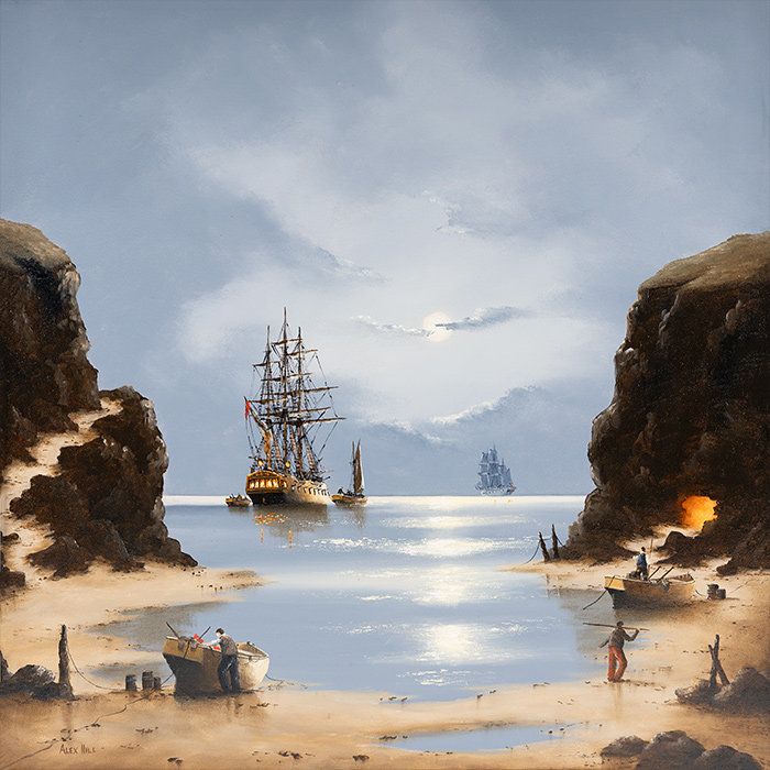 Alex Hill, Original oil painting on panel, Heading Out