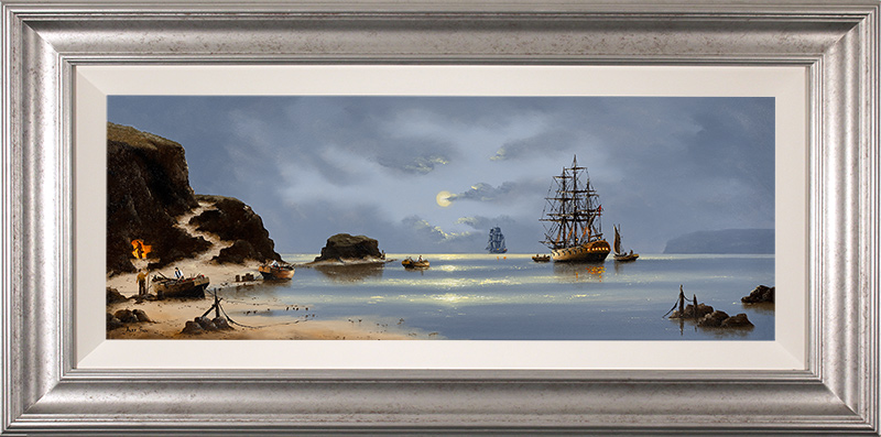 Alex Hill, Original oil painting on panel, On Moonlit Shores