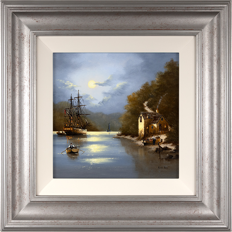 Alex Hill, Original oil painting on panel, Moonlight Haven