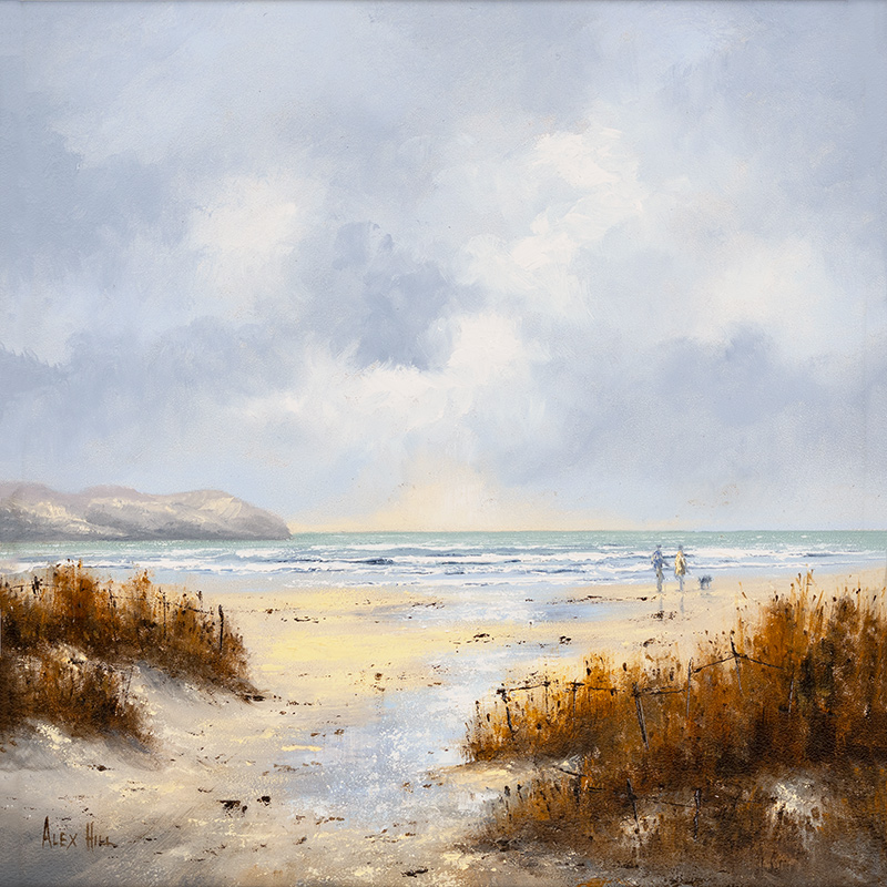 Alex Hill, Original oil painting on panel, Beachcombers