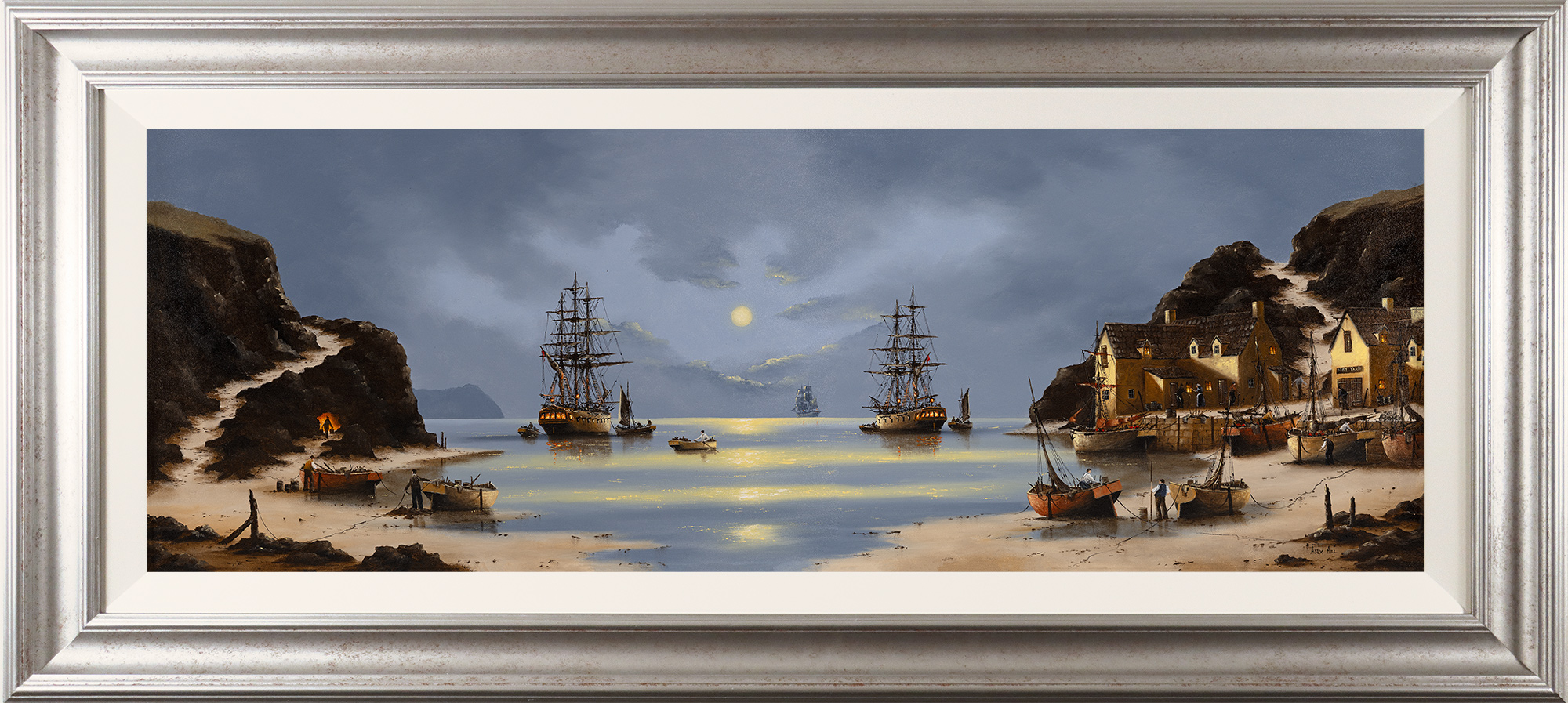 Alex Hill, Original oil painting on panel, Smuggler's Shores