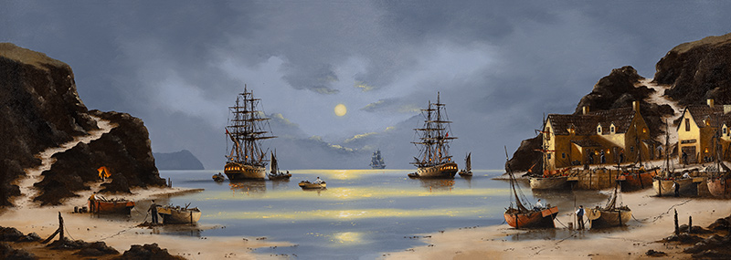 Alex Hill, Original oil painting on panel, Smuggler's Shores
