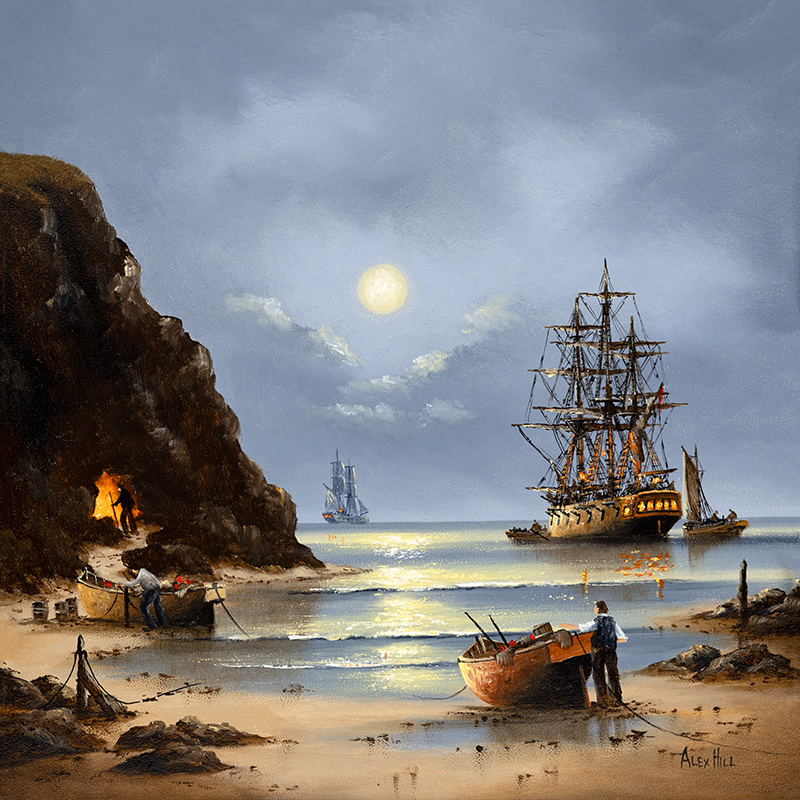 Alex Hill, Original oil painting on panel, Smuggler's Tides