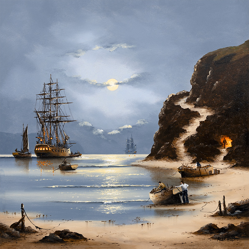 Alex Hill, Original oil painting on panel, Sanctuary Bay