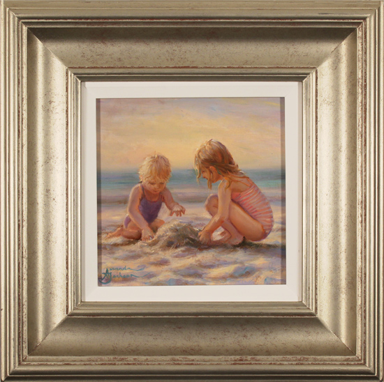 Amanda Jackson, Original oil painting on panel, The First Sandcastle