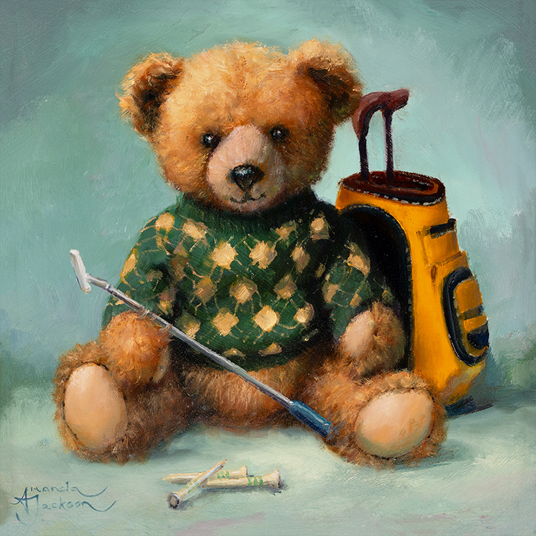 Amanda Jackson, Original oil painting on panel, Green and Bear It