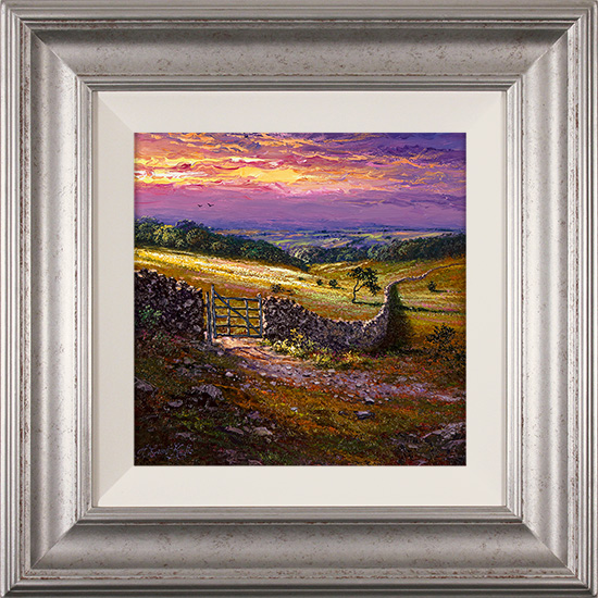 Andrew Grant Kurtis, Original oil painting on panel, Evening Glow Across Farndale, Yorkshire 