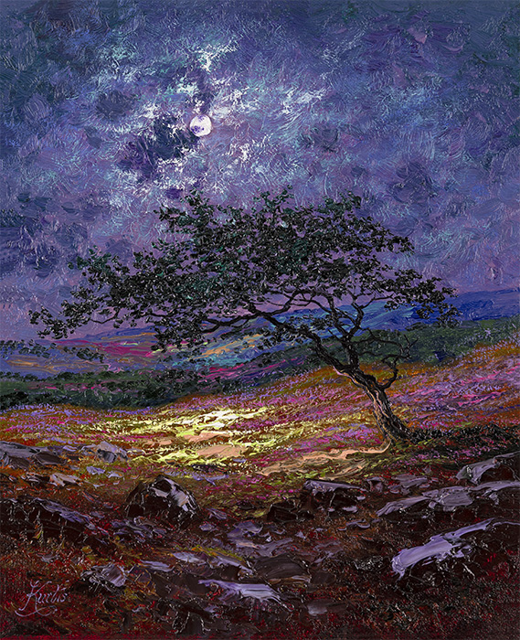 Andrew Grant Kurtis, Original oil painting on canvas, In Crummackdale by Moonlight