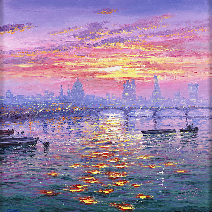 Andrew Grant Kurtis, Original oil painting on canvas, Thames Sparkle, London