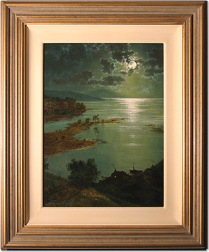 Andrew Grant Kurtis, Original oil painting on panel, Lake District in Moonlight 2, click to enlarge