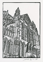 Andy Winn, Original linocut print, York Minster, the Rose Window