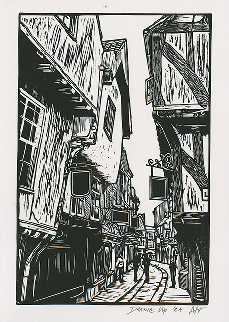 Andy Winn, Original linocut print, The Shambles