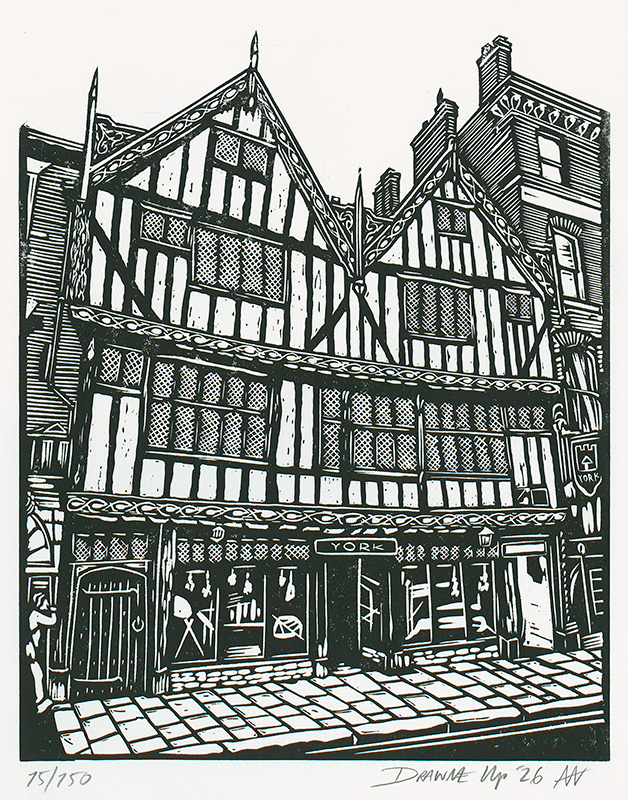Andy Winn, Original linocut print, Herbert House