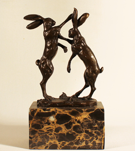 Bronze Statue, Bronze, Boxing Hares, click to enlarge