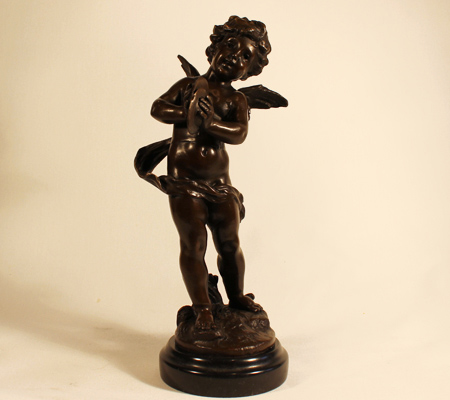 Bronze Statue, Bronze, Cherub with Cymbals, with marble base, click to enlarge