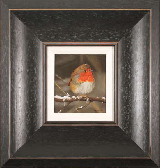 Carl Whitfield, Original oil painting on panel, Winter Robin, click to enlarge