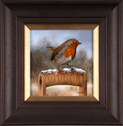 Carl Whitfield, Original oil painting on panel, Robin