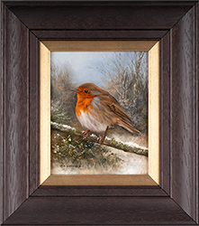 Carl Whitfield, Original oil painting on panel, Robin