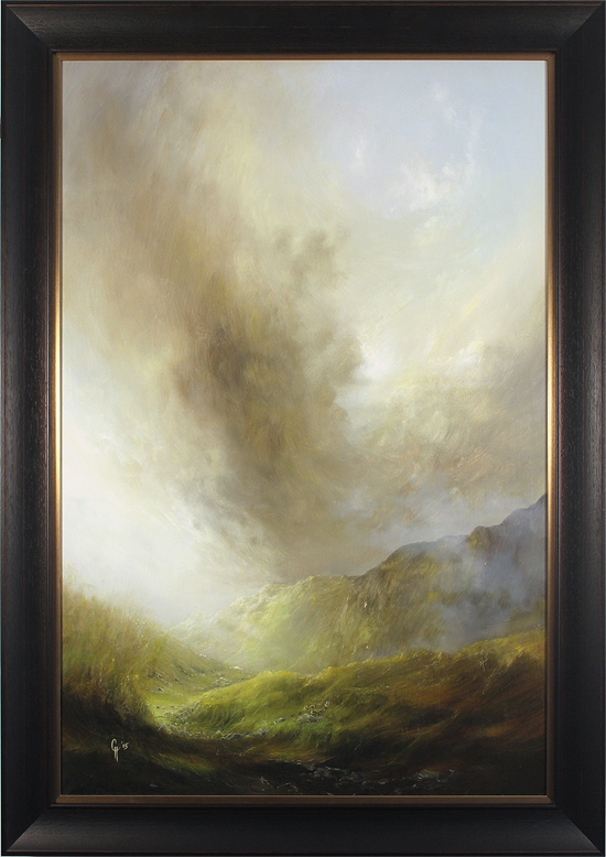 Clare Haley, Original oil painting on panel, Down to the Valley from the Mossy Path, click to enlarge