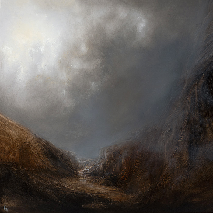 Clare Haley, Original oil painting on panel, Closing in at the Brow