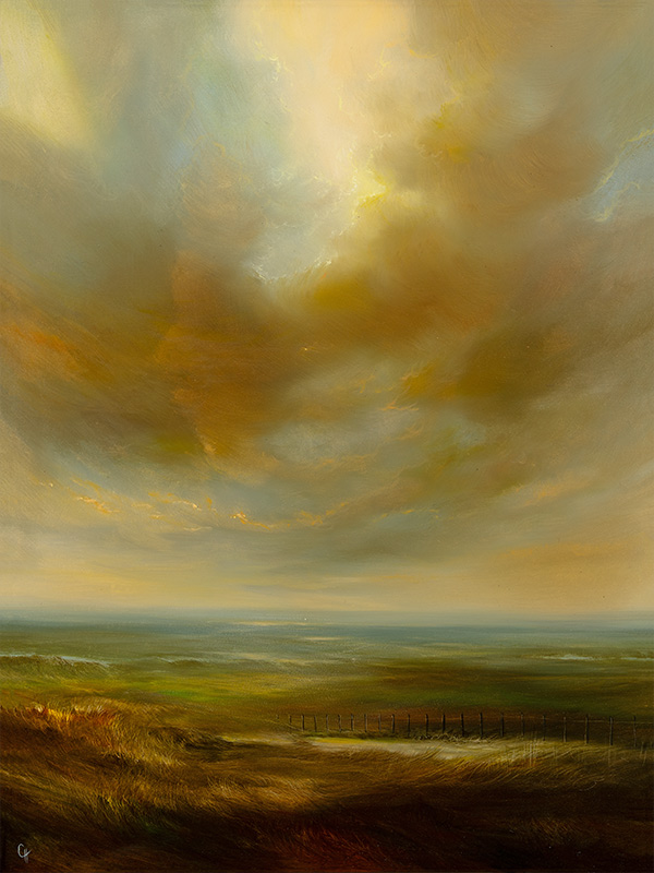 Clare Haley, Original oil painting on panel, Under a Changing Sky
