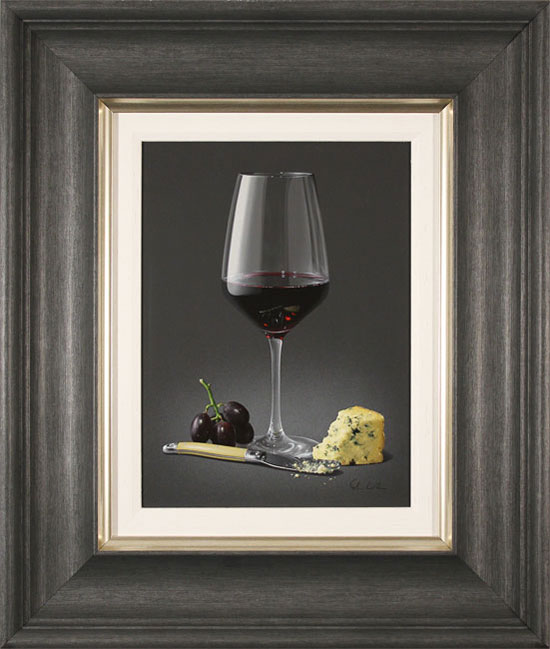 Colin Wilson, Original acrylic painting on board, Red Wine and Stilton