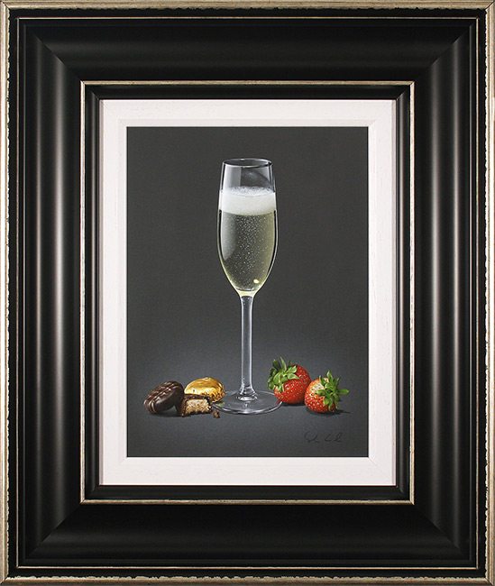Colin Wilson, Original acrylic painting on board, Champagne and Strawberries