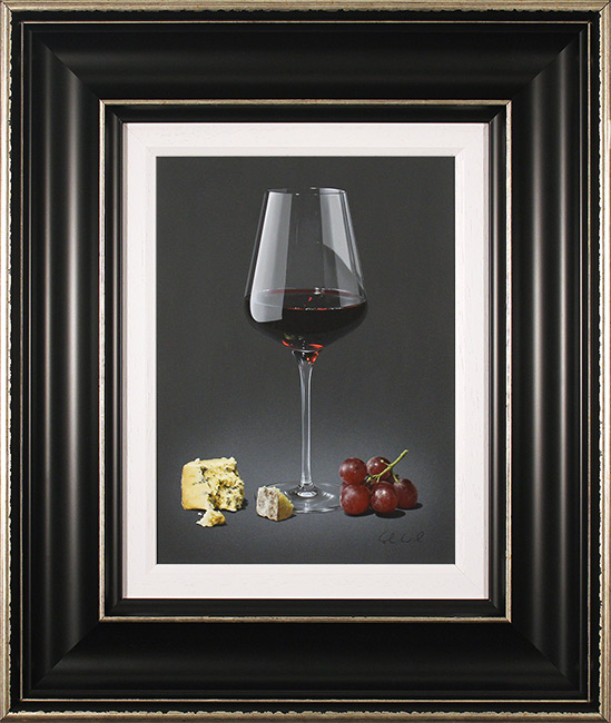 Colin Wilson, Original acrylic painting on board, Red Wine and Blue Cheese
