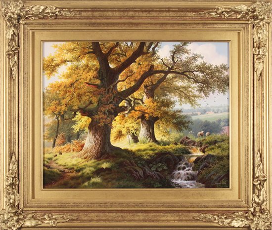 Daniel Van Der Putten, Original oil painting on panel, Light through the Oaks, click to enlarge