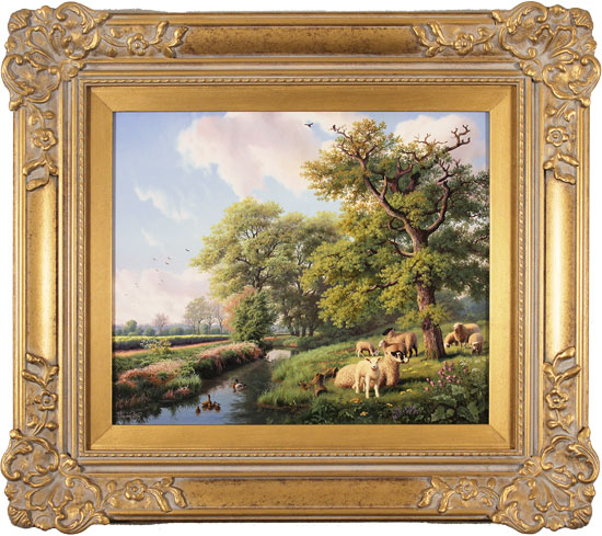 Daniel Van Der Putten, Original oil painting on panel, Spring at Skipton on Swale, Yorkshire