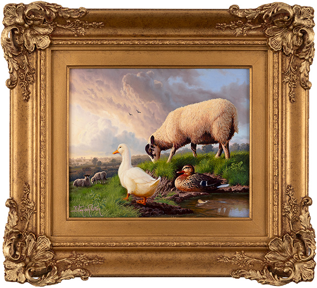 Daniel Van Der Putten, Original oil painting on panel, A Peaceful Day