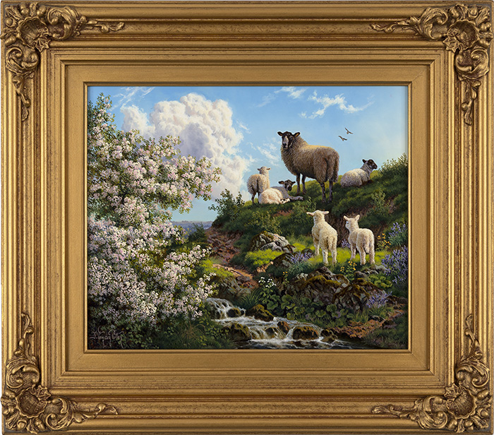 Daniel Van Der Putten, Original oil painting on panel, Spring Time on the Hills