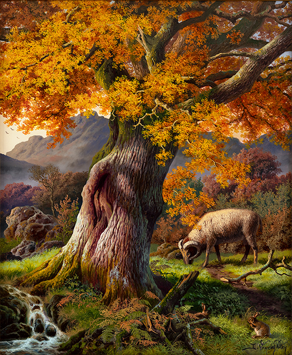 Daniel Van Der Putten, Original oil painting on panel, Oak in Cumbria